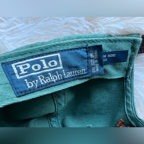 Polo Ralph Lauren Green/Orange Pony With Leather Strap Hat - Picture 9 of 9